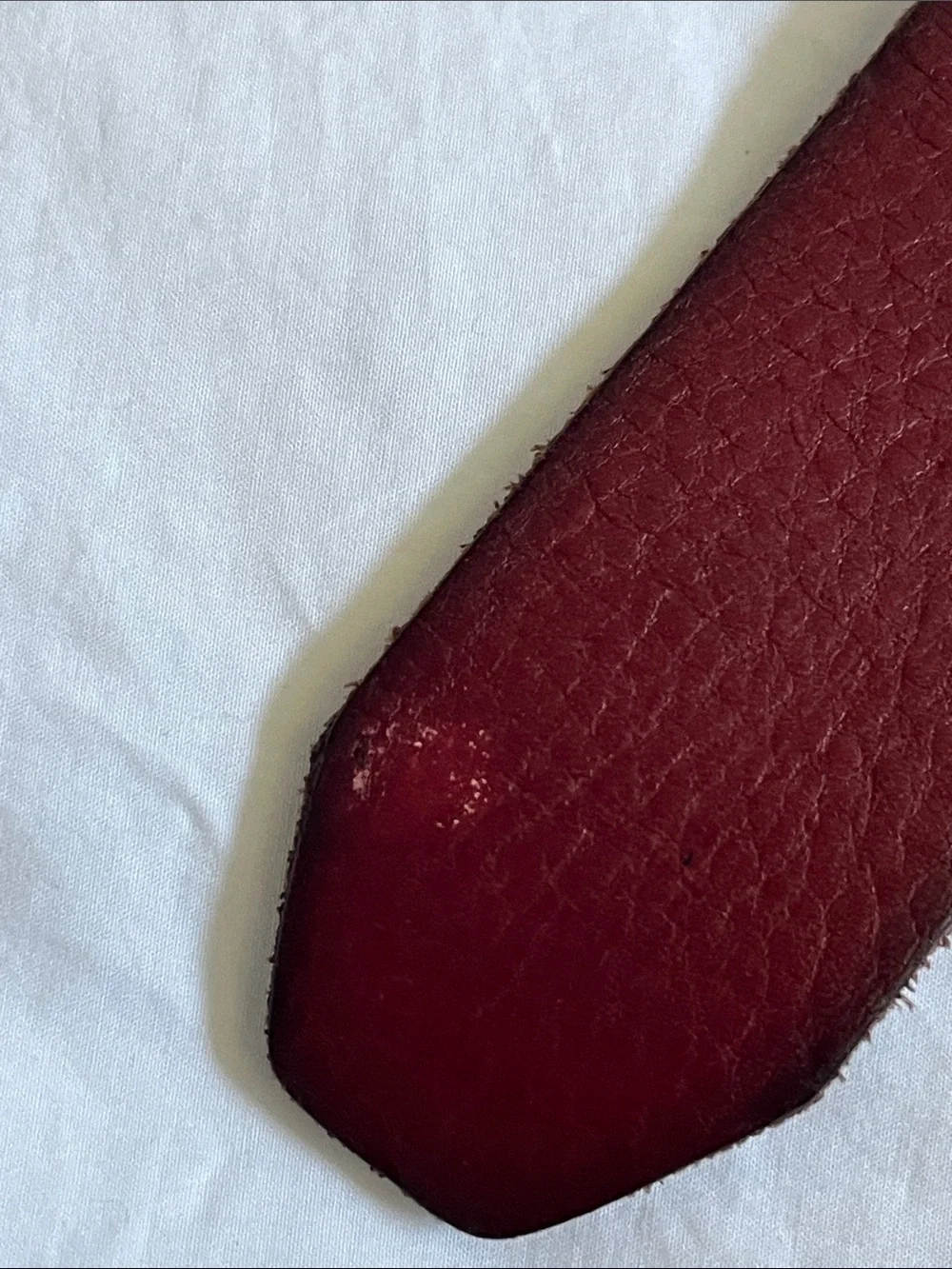 Fossil red leather burgundy maroon deep red floral imprint leather belt
